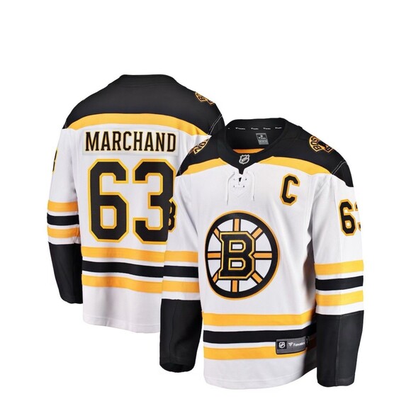 Fanatics Brad Marchand Bruins Jersey White Men’s Size L 175$ Retail NEW - Picture 1 of 3